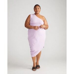 Universal Standard One Shoulder Midi Dress Lilac Cotton 2XS (6-8)